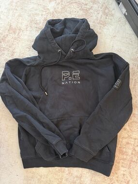 P.E Nation Black Pullover Hoodie with White Logo